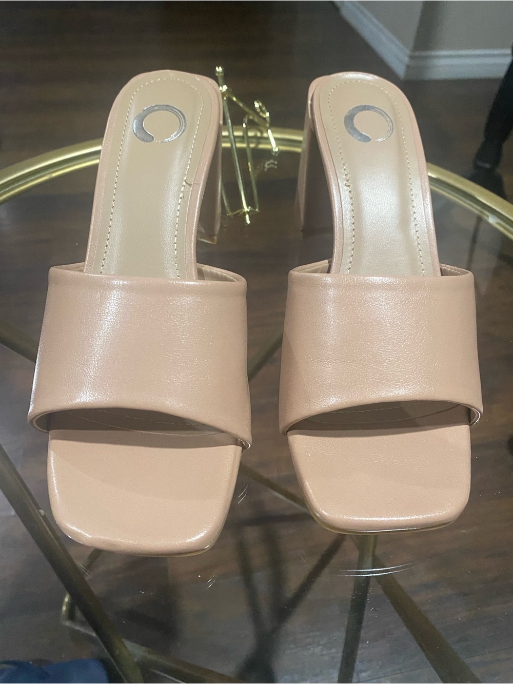 Women’s Nude Block Heel Slide Sandals